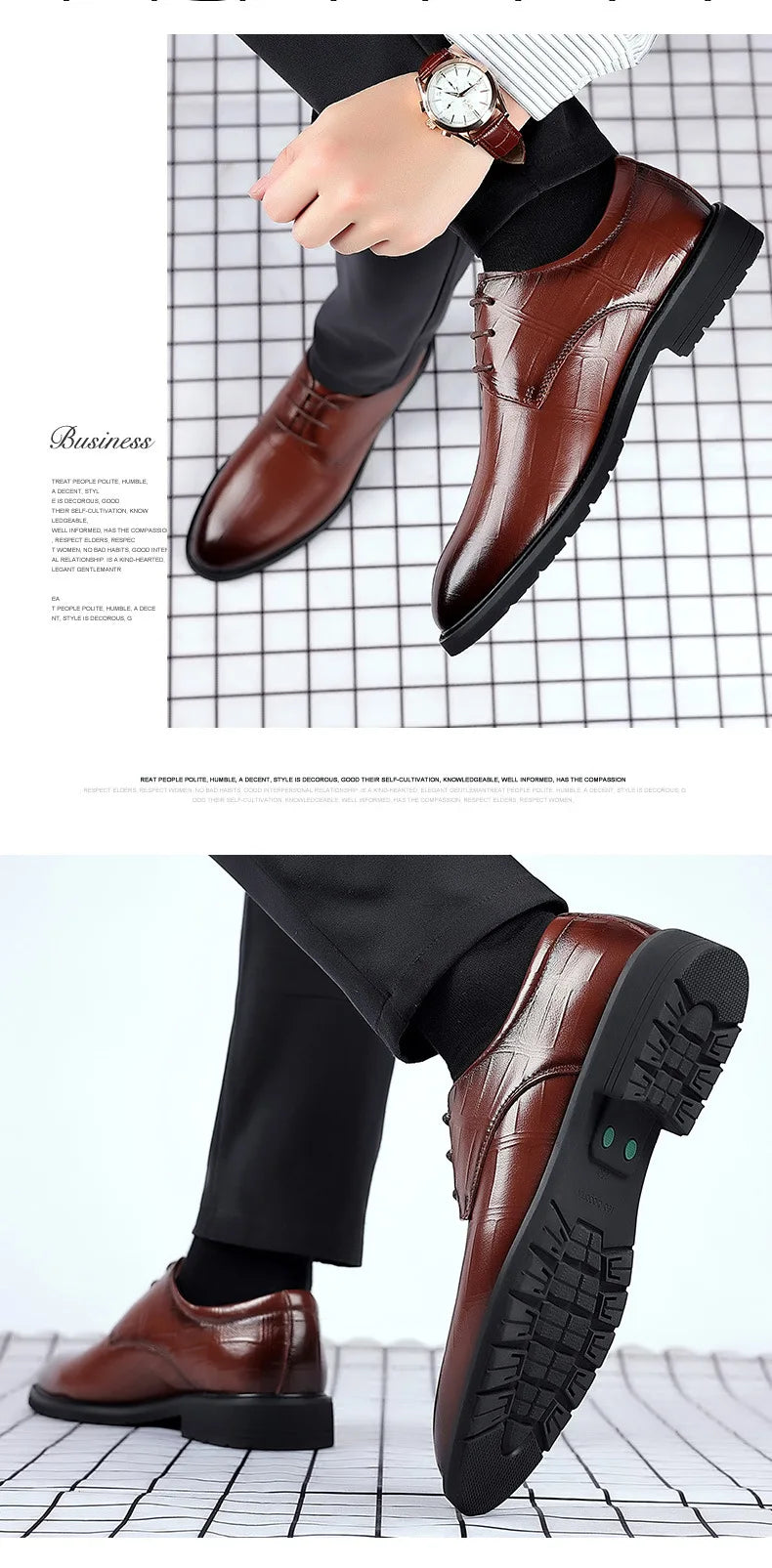 Men&#39;s New Genuine Leather Shoes Square Toe Business Dress High-end Mens Formal Shoes Breathable Comfortable Shoes