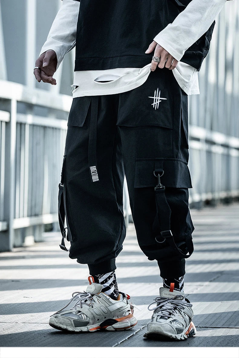 michalkova Paratrooper  Japanese military Male Black Joggers Mens hip hop Pockets Ankel Cargo Pants Men Streetwear Pants Casual