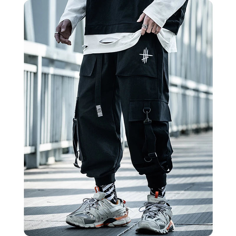 michalkova Paratrooper  Japanese military Male Black Joggers Mens hip hop Pockets Ankel Cargo Pants Men Streetwear Pants Casual