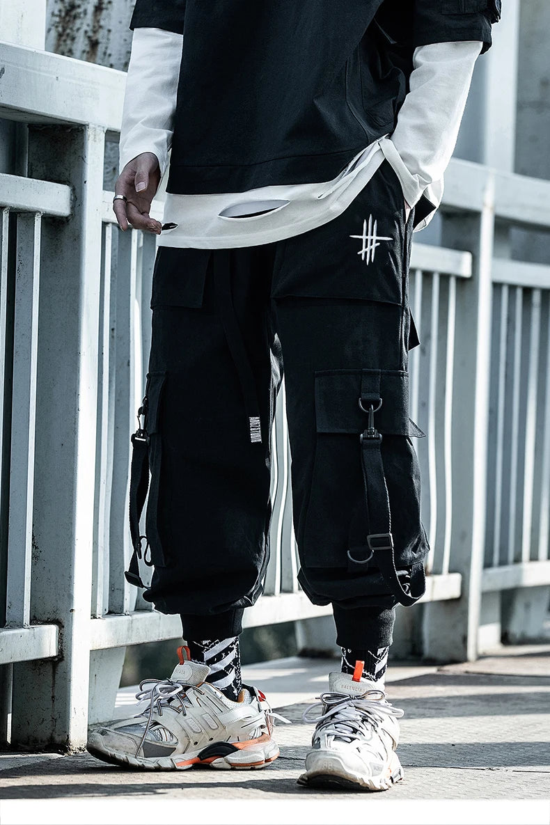 michalkova Paratrooper  Japanese military Male Black Joggers Mens hip hop Pockets Ankel Cargo Pants Men Streetwear Pants Casual