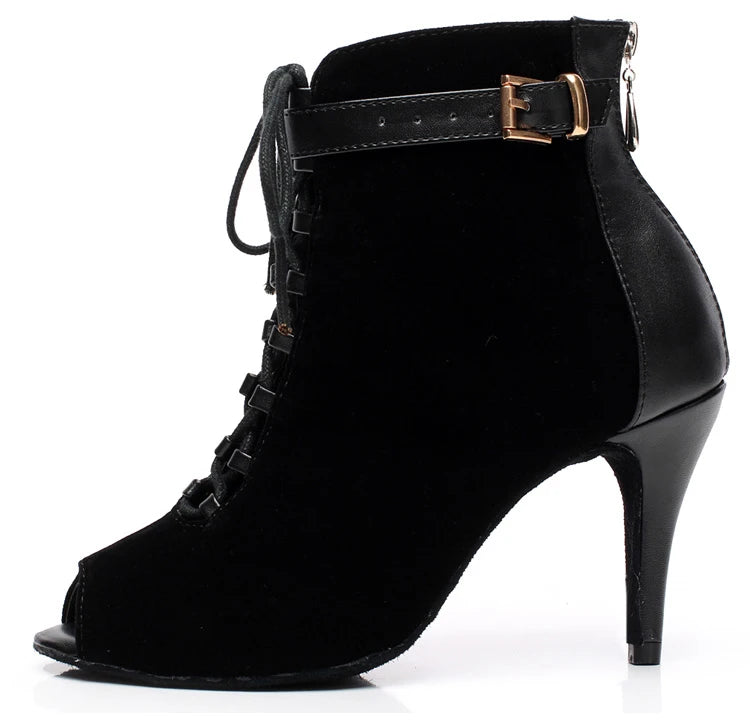 New Fashion Salsa Bachata Outdoor Indoor High Heel Practice Latin Dance Shoes for Dancing Women Black Dance Boots