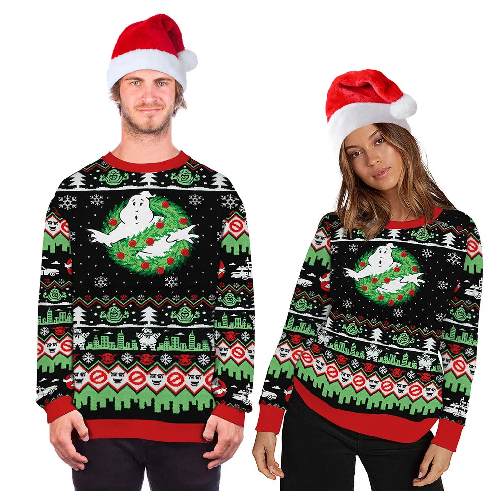 Ugly Christmas Sweater Fun 3D Printed Sweater Fashion Unisex Long-sleeved Hooded Sweater Autumn Funny Christmas Party