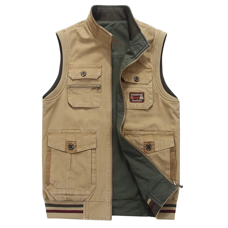 Autumn Mens Vests Sleeveless Tactical Photographer Jacket Cotton Casual Multi Pocket Vest Male Waistcoat Coat Plus Big Size 8XL