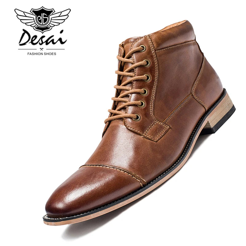 New men’s Shoes Winter New Men's Casual High-Top Shoes Genuine Leather Boots High Boots Oxfords Men's Large Size Shoes 7.5-13