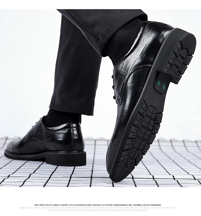 Men&#39;s New Genuine Leather Shoes Square Toe Business Dress High-end Mens Formal Shoes Breathable Comfortable Shoes