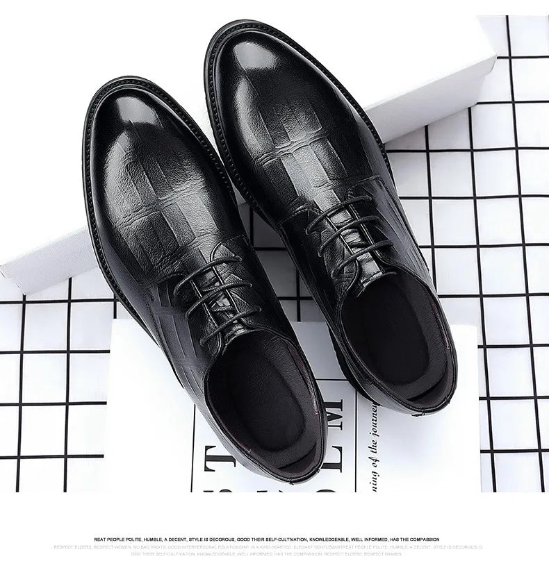 Men&#39;s New Genuine Leather Shoes Square Toe Business Dress High-end Mens Formal Shoes Breathable Comfortable Shoes