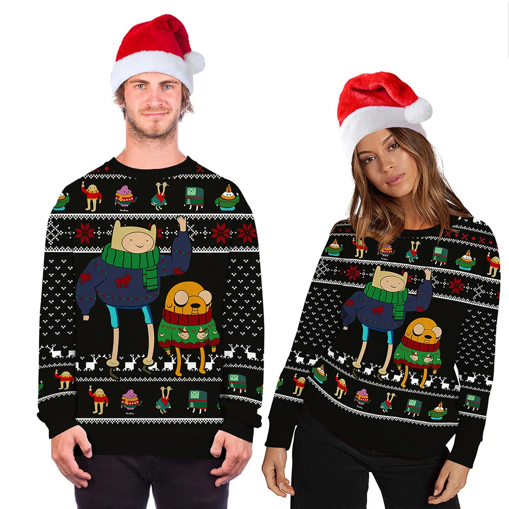 Ugly Christmas Sweater Fun 3D Printed Sweater Fashion Unisex Long-sleeved Hooded Sweater Autumn Funny Christmas Party