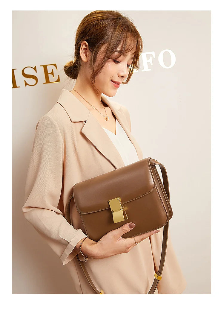 Women’s Genuine Leather Shoulder Bag 2022 Trend Brand Small Square Bags Luxury Designer Handbag Fashion Messenger BagsTofu Bags