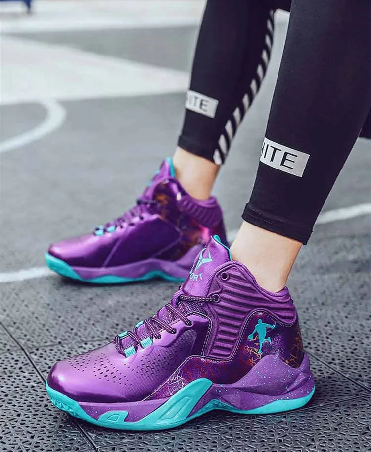 New Arrivals Purple Unisex Sneakers High Top Breathable Comfy  Men‘s Basketball Sneakers Non-slip Wearable Woman Sports Sneakers