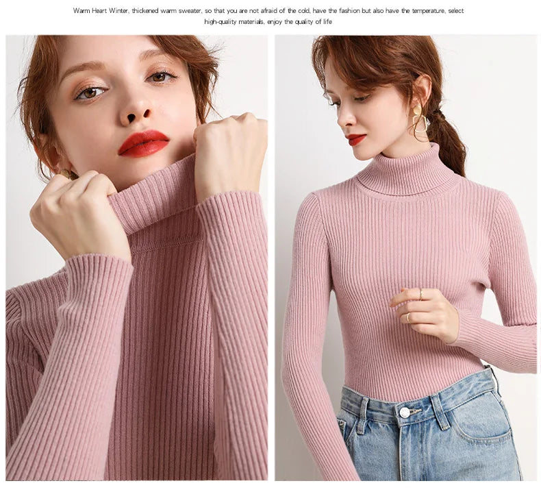 Heliar Women Fall Turtleneck Sweater Knitted Soft Pullovers Cashmere Jumpers Basic Soft Sweaters For Women 2024 Autumn Winter