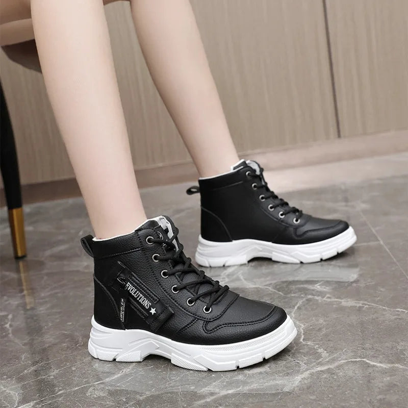 Designer Fashion Women‘s Ankle Boots Spring Comfortable Soft-sole High Top Shoes Sneakers Non Silip Wear-resistant Casual Shoes