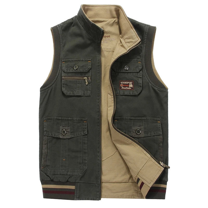 Autumn Mens Vests Sleeveless Tactical Photographer Jacket Cotton Casual Multi Pocket Vest Male Waistcoat Coat Plus Big Size 8XL