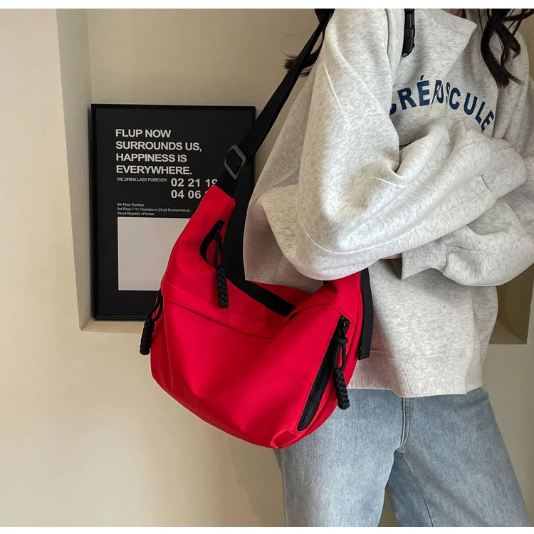 nylon Hobos crossbody bags Solid casual zipper women's bags 2024 fashion high quality on sale bolsa crossbody de cor sólida