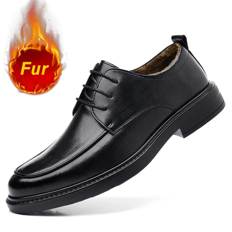 New Men's Formal Shoes Genuine Leather Fashion Dress Shoes Men‘s Italian Style Business Office Wedding Solid Color Lace Up Shoes