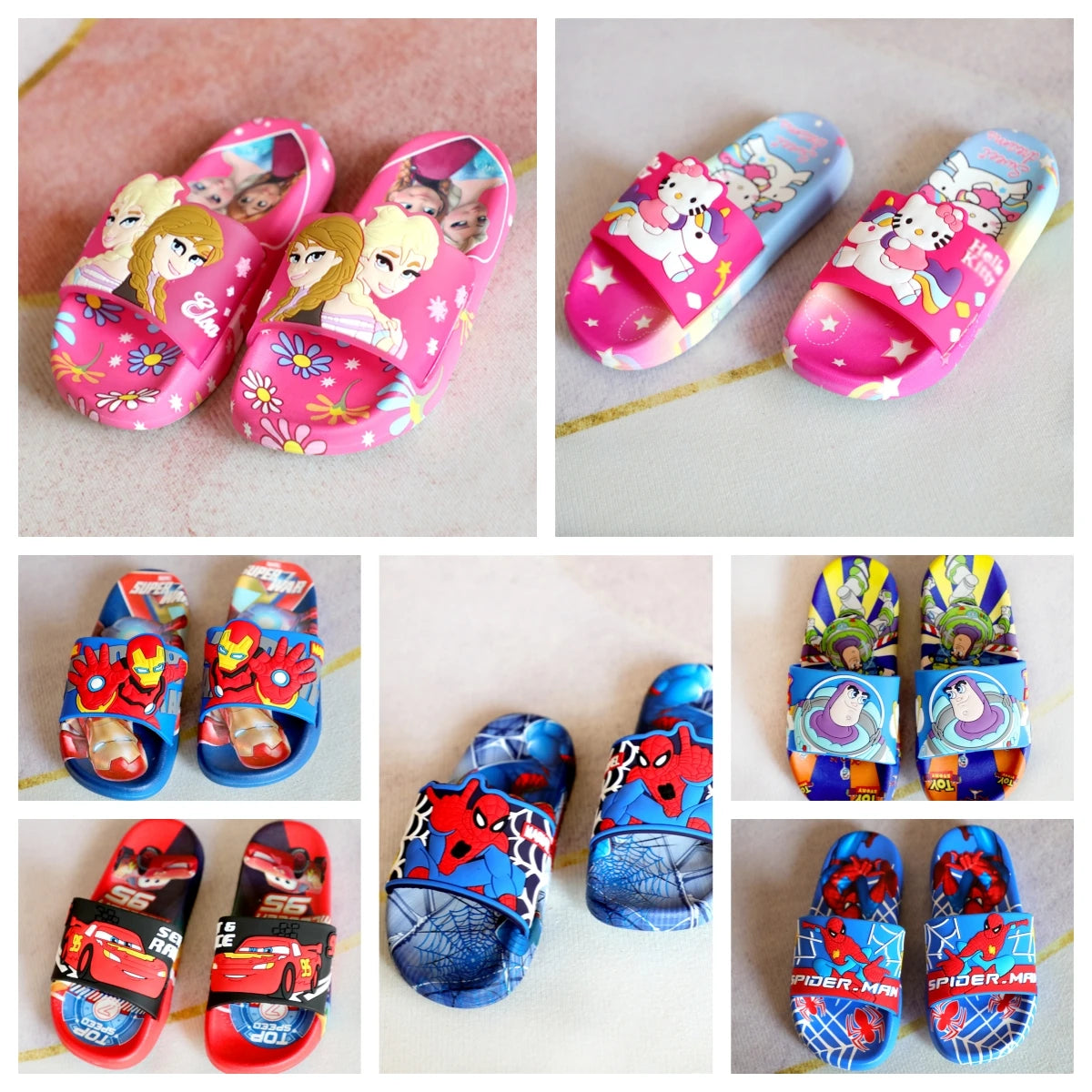 Children‘s Boys Girls Slippers Cars Cartoon Animals Prints Shoes Fashion Cute Shoes Bathroom Kids Toddler Slippers Flat Heels