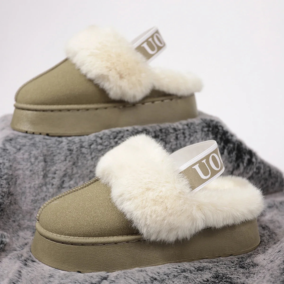 2024 New Leather Women Fashion Winter Indoor Solid Color Suede Slippers Ladies Home Platform Warm Slip-on Women’s Shoes