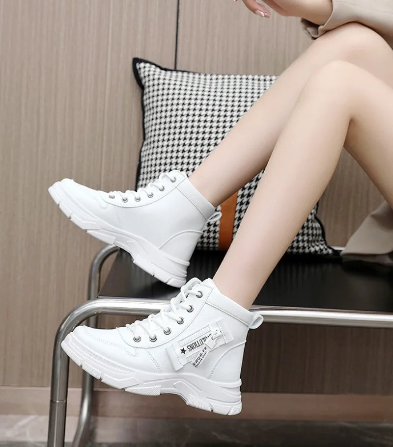 Designer Fashion Women‘s Ankle Boots Spring Comfortable Soft-sole High Top Shoes Sneakers Non Silip Wear-resistant Casual Shoes