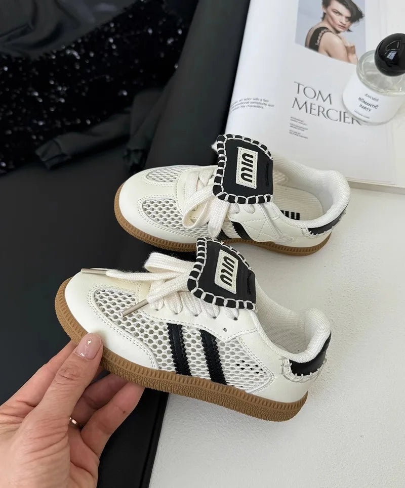 Children's net shoes 2024 summer new boys hollow breathable mesh surface sports shoes girls casual German training shoes board s