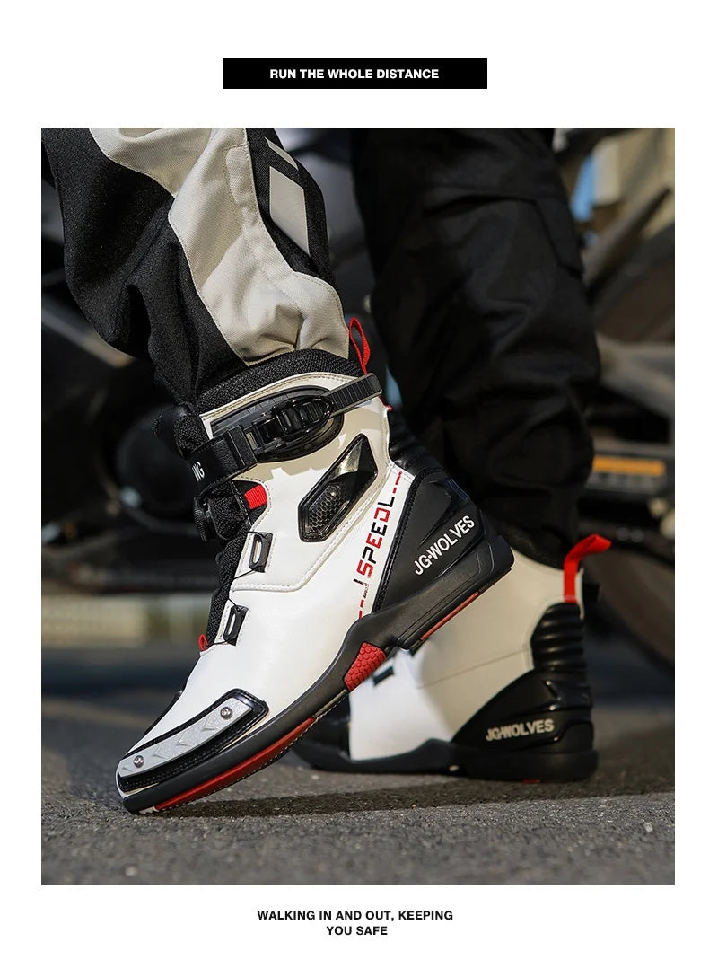 2024 New Motorcycle Boots Men Leather Motos Breathable Anti Slip Wear-Resistant Riders Boots Motorbike Racing Ankle Length S