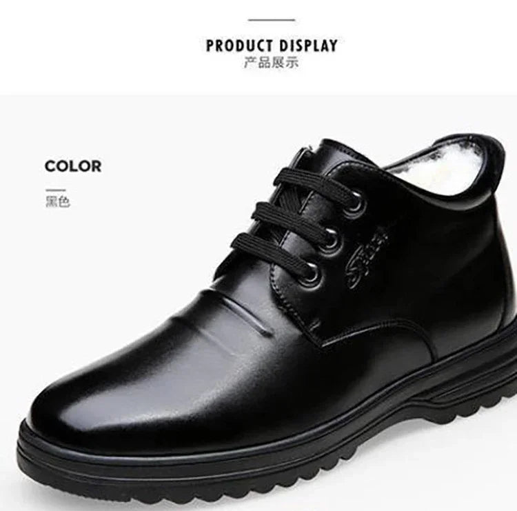 New Man Genuine Leather Snow Plush Thicken Men’s Boot Handmade Winter Lace Up Shoes Casual Comfortable Ankle Boots Loafers Men