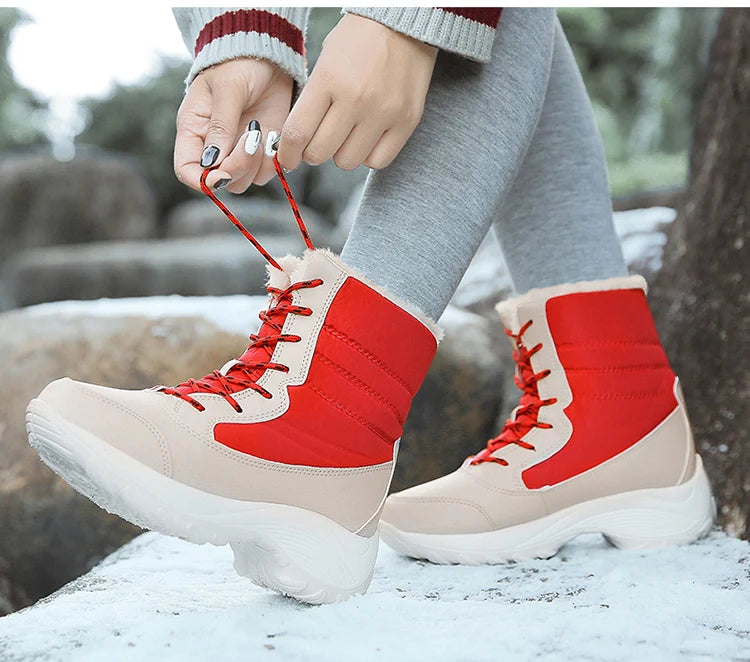 Snow Women's Boots Solid Shoes Women Platform Woman Shoes Fashion Mid Women's High Boots Lightweight Women Boots Botas Mujer