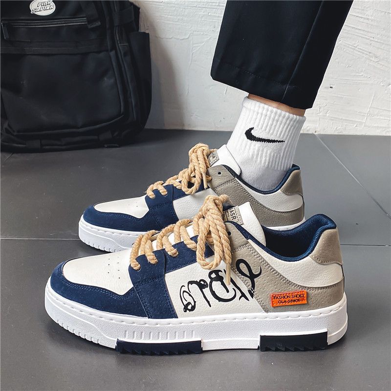 Men's Sports Shoes 2023 Comfort Casual Shoes Flat Thick Soled Running Shoes Travel Shoes Versatile Color Blocking Tennis Shoes