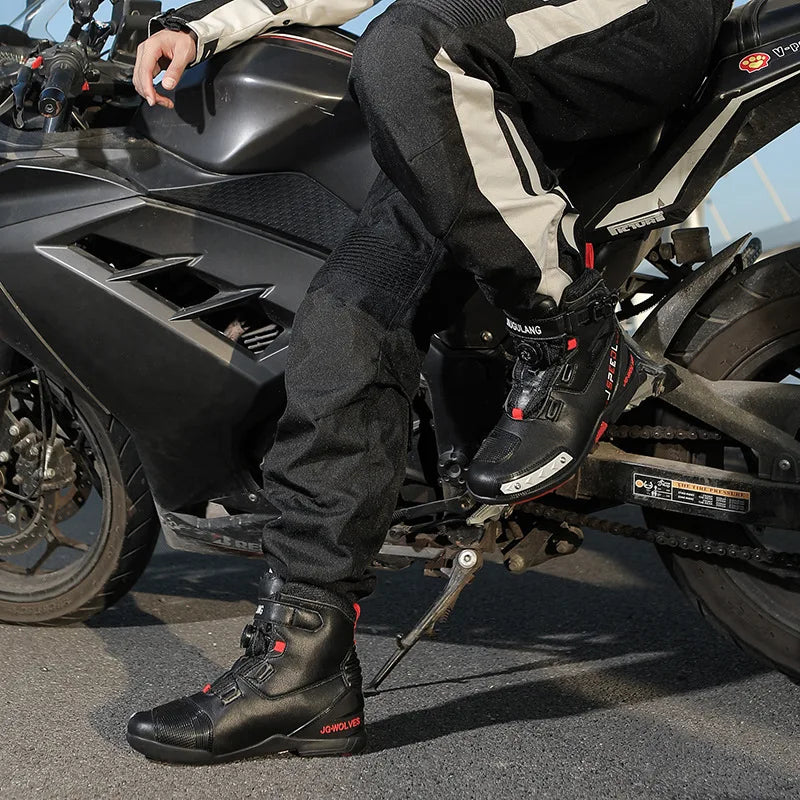 2024 New Motorcycle Boots Men Leather Motos Breathable Anti Slip Wear-Resistant Riders Boots Motorbike Racing Ankle Length S