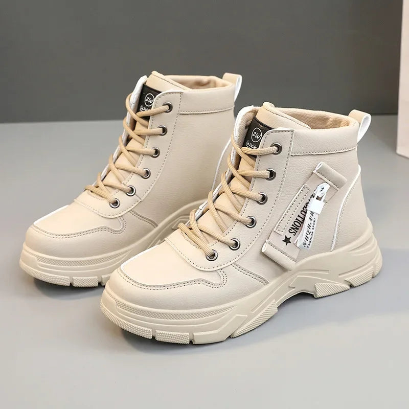 Designer Fashion Women‘s Ankle Boots Spring Comfortable Soft-sole High Top Shoes Sneakers Non Silip Wear-resistant Casual Shoes