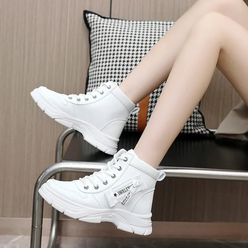 Designer Fashion Women‘s Ankle Boots Spring Comfortable Soft-sole High Top Shoes Sneakers Non Silip Wear-resistant Casual Shoes