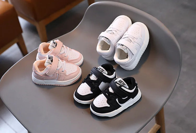 Toddler Baby Kids Fashion Design Walking Shoes Sneakers White Non-slip Casual Shoes Boys Girls Breathable Outdoor Board Shoes