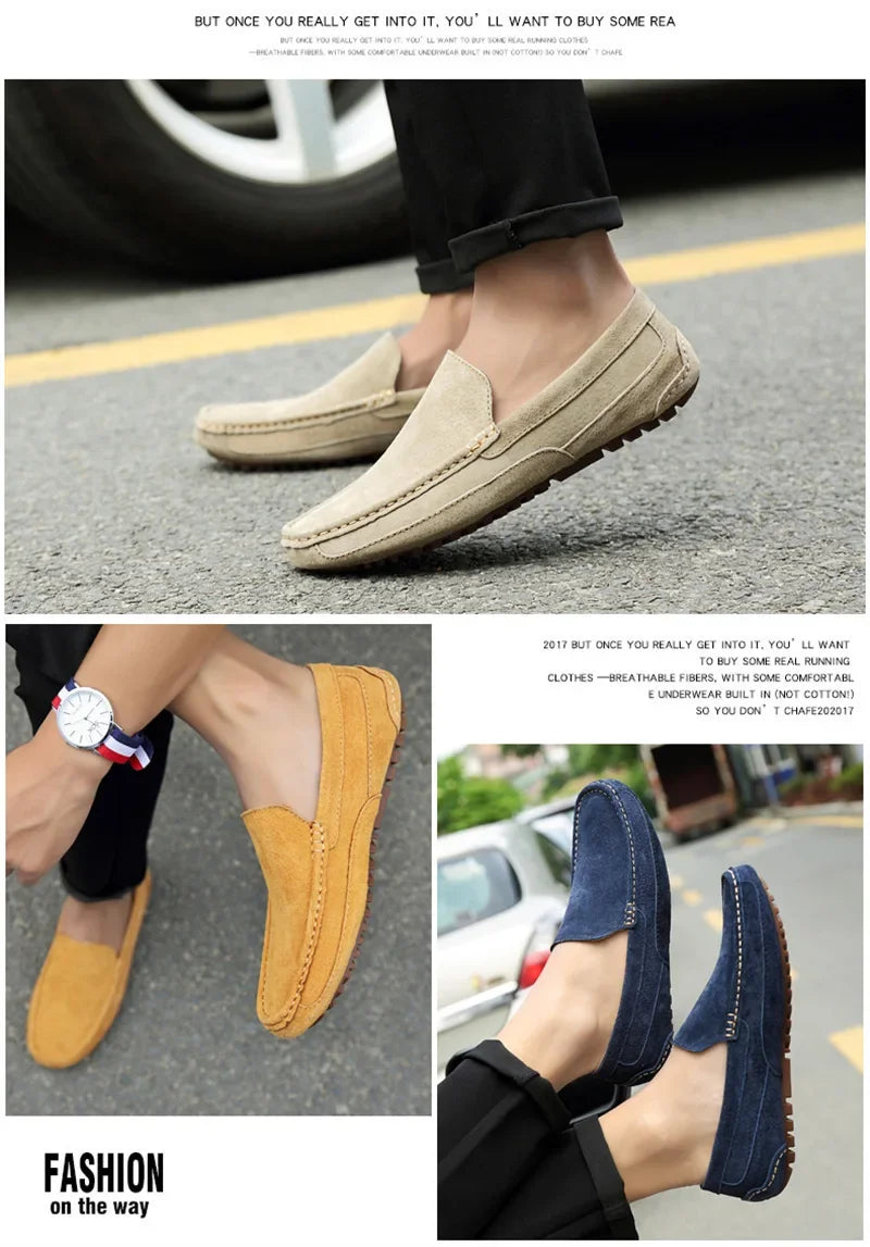 Suede Leather Men’s Loafers Luxury 2024 Casual Shoes for Men Boat Shoes Handmade Men Slipon Driving Shoes Male Moccasins Zapatos