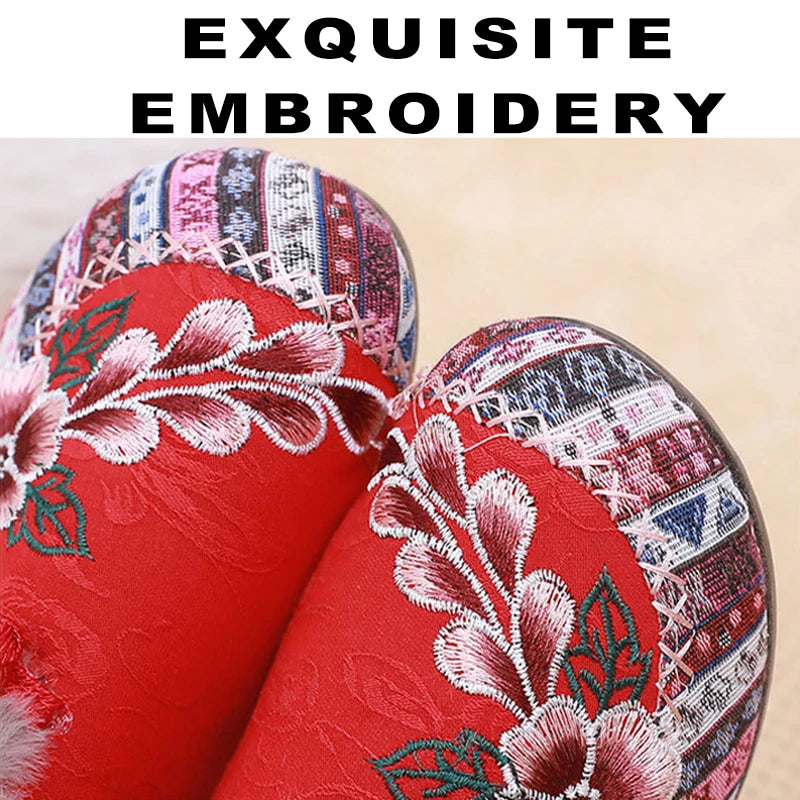 Women’s warm Plucked thickened shoes fashion embroidery patchwork shoes for lady lightweight soft comfortable non slip shoes