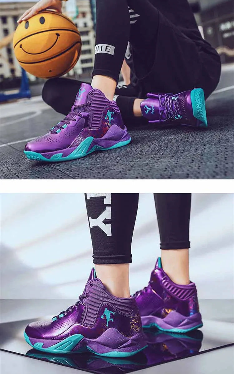 New Arrivals Purple Unisex Sneakers High Top Breathable Comfy  Men‘s Basketball Sneakers Non-slip Wearable Woman Sports Sneakers