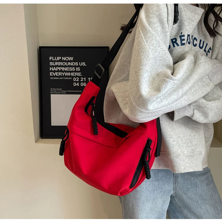 nylon Hobos crossbody bags Solid casual zipper women's bags 2024 fashion high quality on sale bolsa crossbody de cor sólida