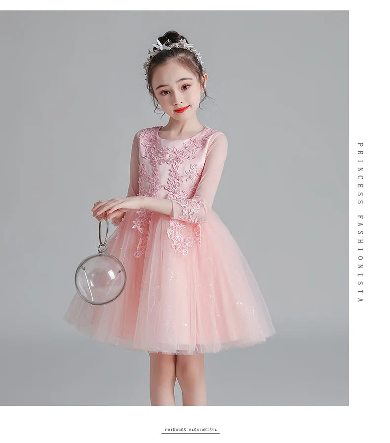 White Child Solid Lace Costume Evening Party Tutu Princess Kids Dresses For Baby Girl Formal Wedding Clothes 3 4 6 8 10 11Years