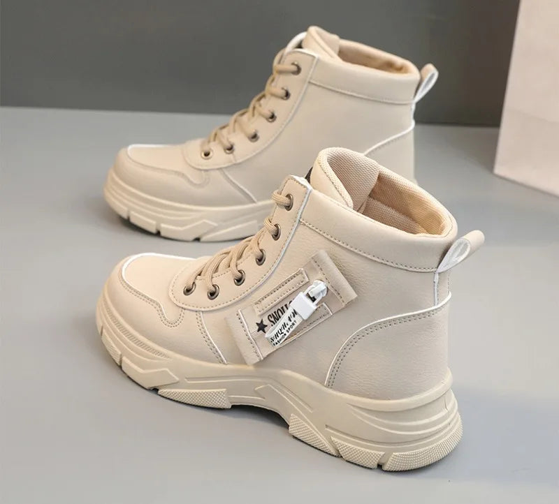 Designer Fashion Women‘s Ankle Boots Spring Comfortable Soft-sole High Top Shoes Sneakers Non Silip Wear-resistant Casual Shoes