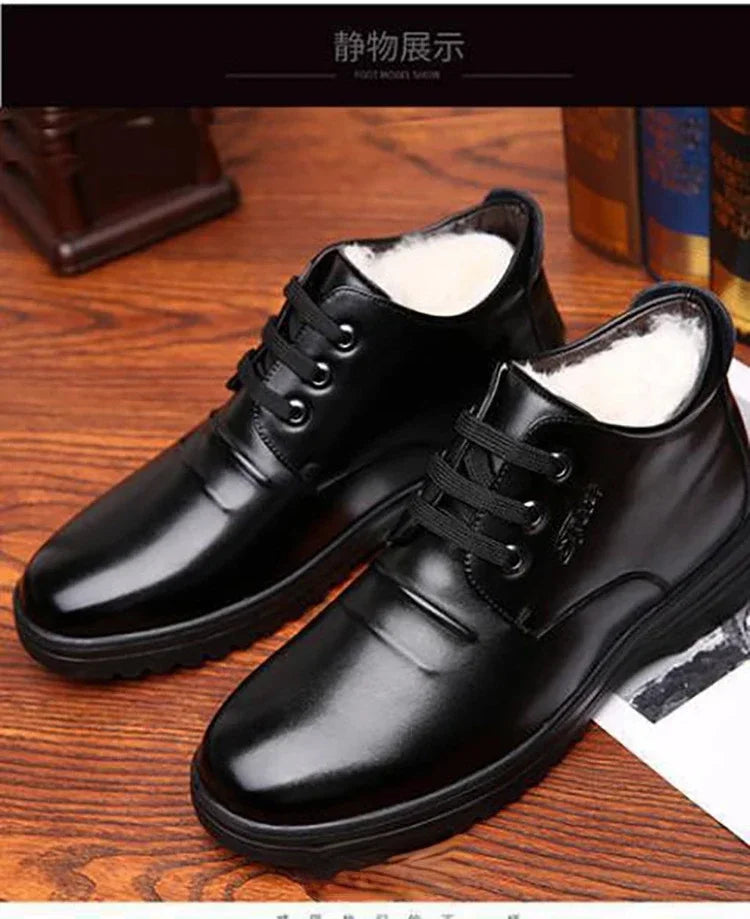 New Man Genuine Leather Snow Plush Thicken Men’s Boot Handmade Winter Lace Up Shoes Casual Comfortable Ankle Boots Loafers Men