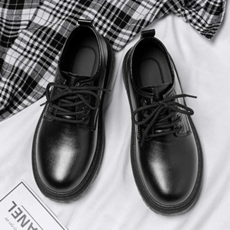 Round Toe Men‘s Dress Shoes Brogue Shoes Men Korea Leather Platform Oxfords Elegant Man's Formal Shoes New Business Office Shoe